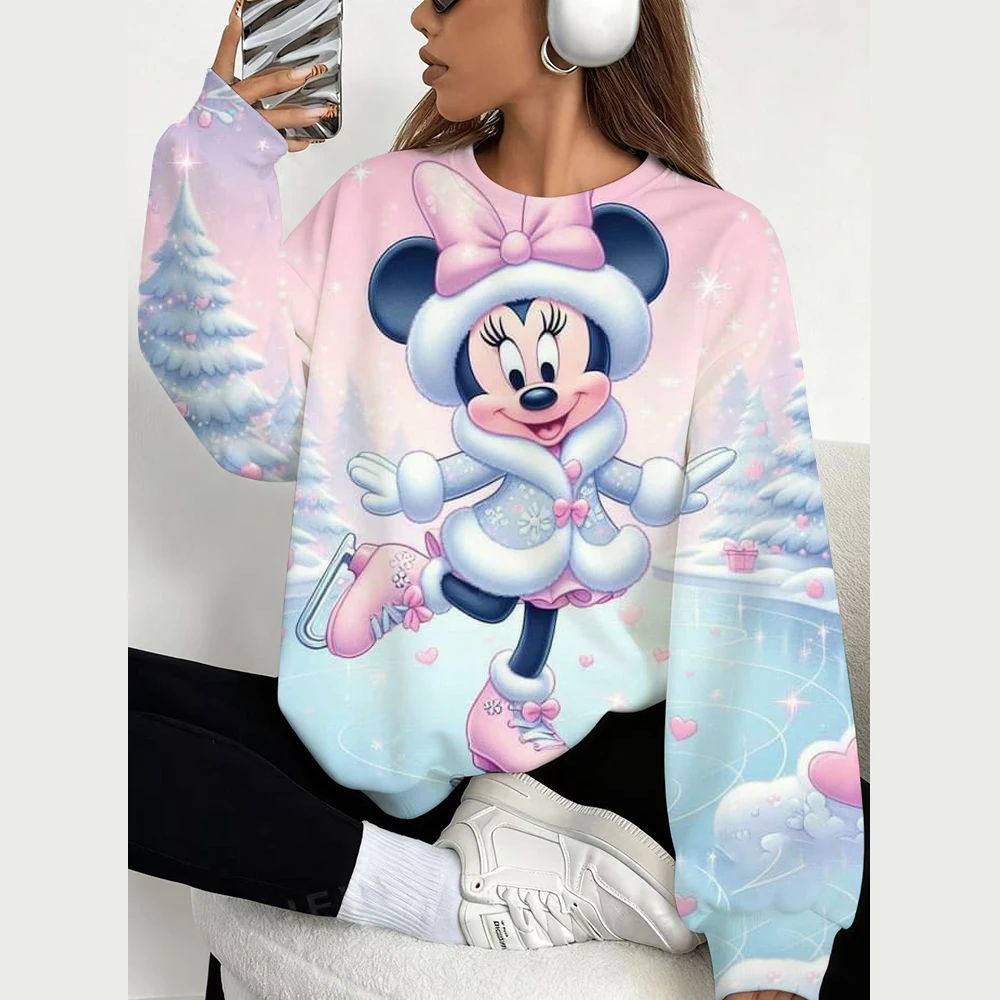 Hoodies femininos série disney moletom feminino moda crewneck hoodie kawaii mickey mouse suores feminino agasalho menina sudadera