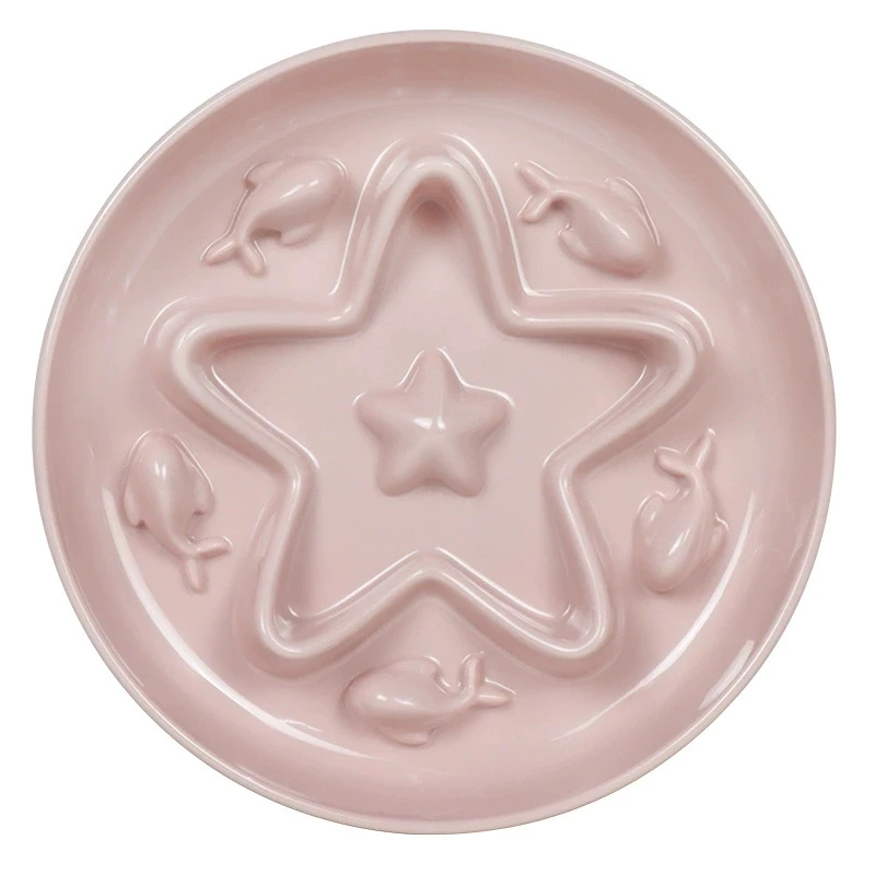 Star-Shaped Slow Feeder Cat Bowl, Anti Choking Fish Embossed Pet Slow Eating Dish