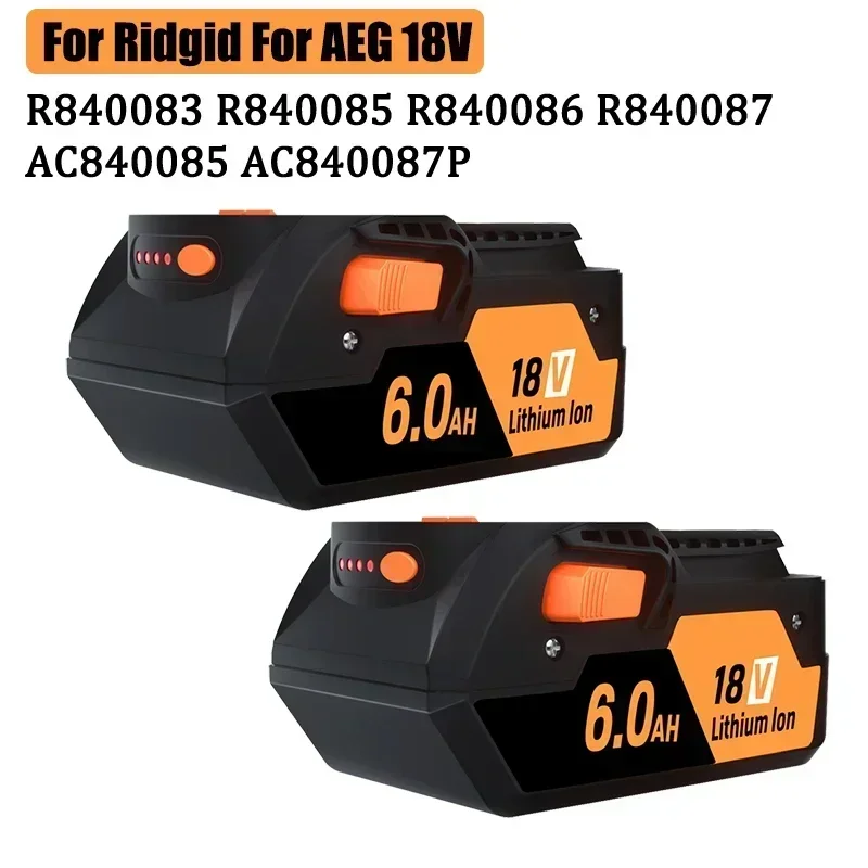 NEW2025 R840087 AC840087P 6000mAh for Ridgid 18V Lithium Battery R840083 R840085 R840086 AC840085 AC840086 AC840089 Cordless Dri