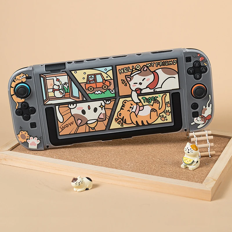 

Protective Case For Switch2 Console Cover Cute Tiger Cat Hard Skin Case For Switch2 Charging Dock Station Game Accessories