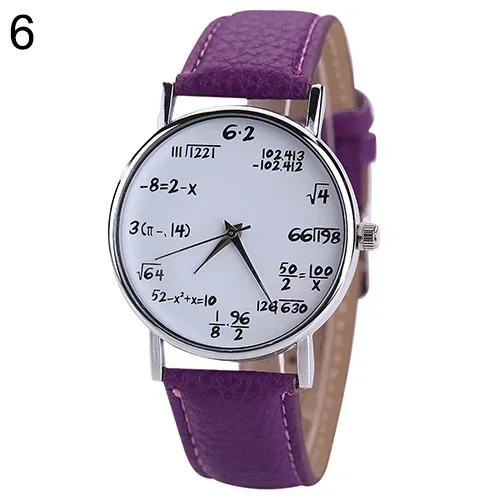 Unisex Fashion Math-Formula Equation Dial Quartz Watch Women Clock CasualSports Leather Wrist Watch Women Watches Reloj Mujer