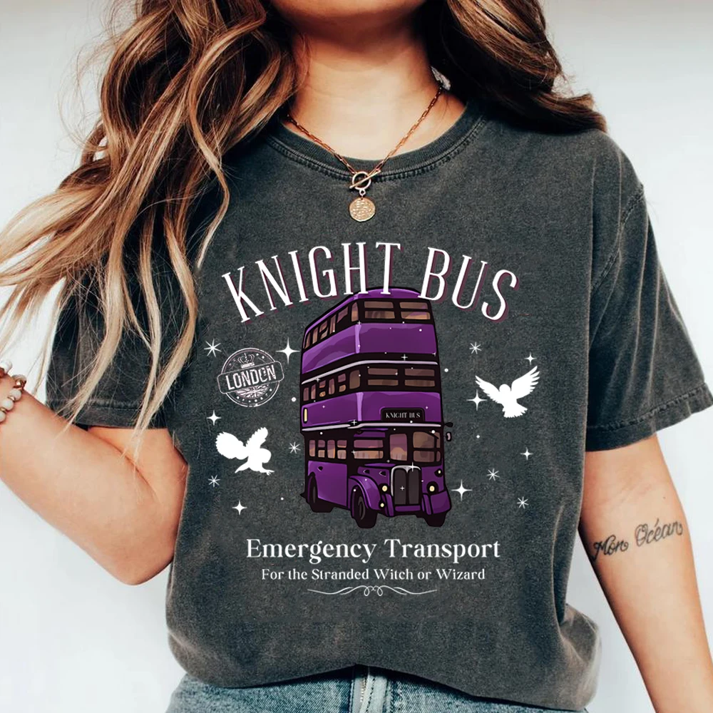 Knight Bus Comfort Shirt Magical Fantasy Book Tshirt Subtle Booklover Tee Dark Magic Fandom Merch Wizard School T-shirt Fan Gift