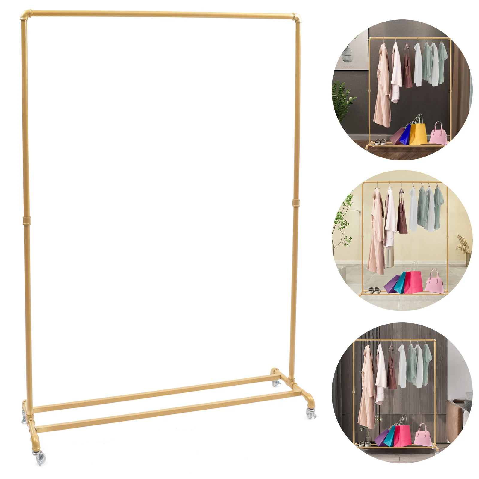 

Gold Iron Clothes Rack,Industrial Vintage Style Clothes Display Stand 120*35*160 cm for Clothes Storage or Home Decoration