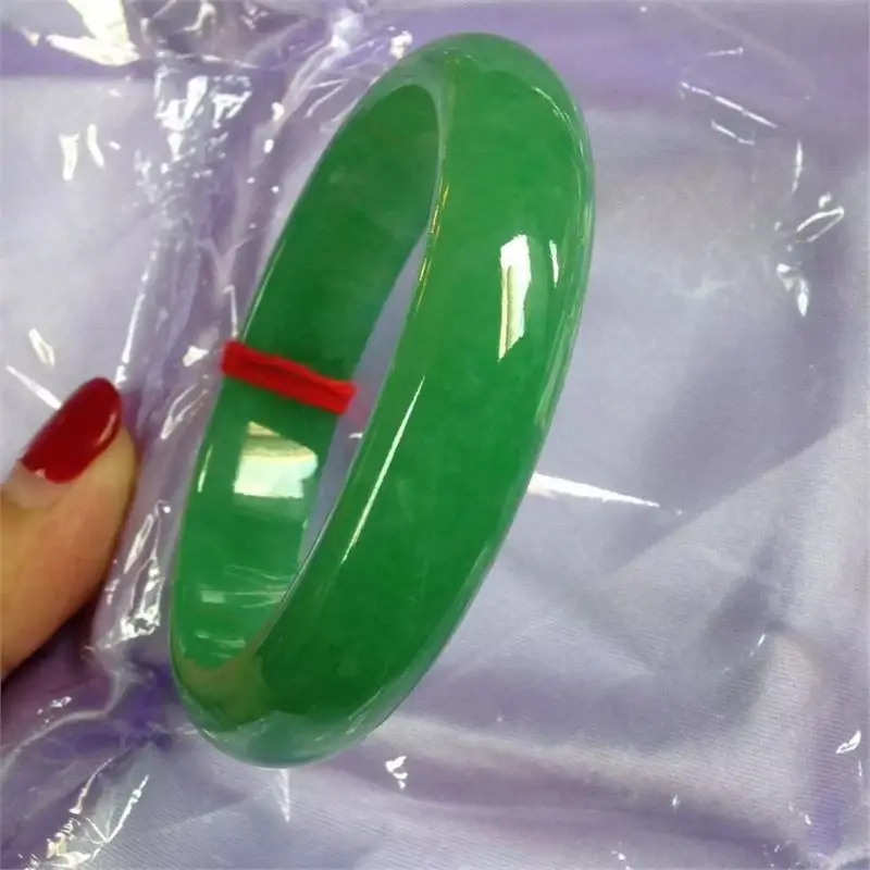 Natural   Ice-Waxy  Imperial Jade Bracelet  Full Green Jadeite Bangle