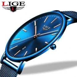 LIGE Women Watches Casual Quartz Wristwatch Ladies Clock Luxury Stainless Steel Mesh Waterproof Watch Woman Bracelet Reloj Mujer