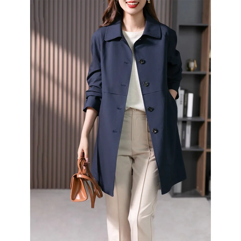 

Original British Style Trench Coat Women Medium Length 2025 Spring New Korean Version High-End Feeling Slimming Straight Jacket