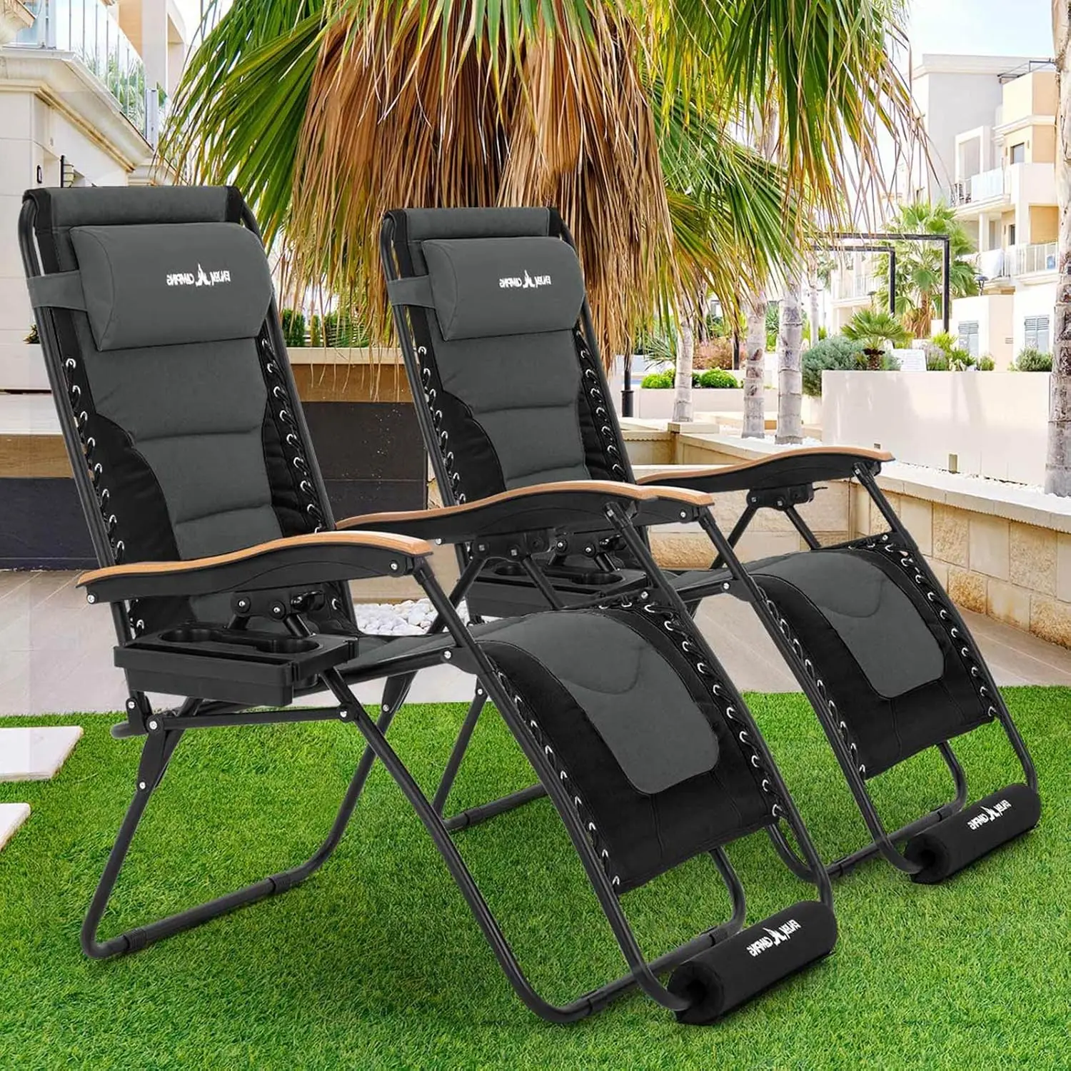 Schwerelosigkeit stuhl 2er Set xl 30in übergroßen Outdoor-Anti-Schwerkraft-Stühlen Patio Lounge Klappstuhl