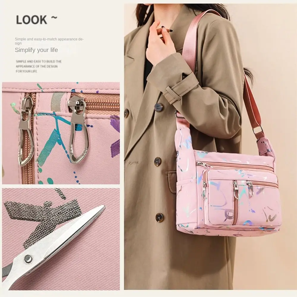 Multi-layer Printing Women Shoulder Bag Fashion Messenger Bag Waterproof Nylon Oxford Crossbody Bag Handbags Large Capacity