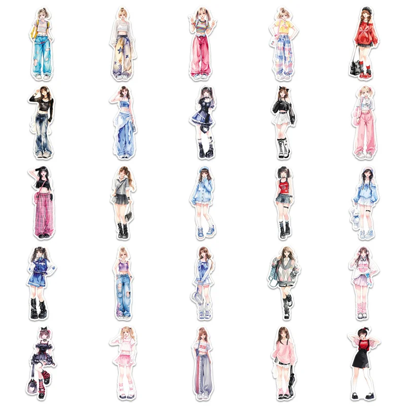 50Pcs Personalized Outfit Creative Fashion Fun Cool Personalized Stickers Phone Case Bicycle Guitar Decoration Stickers