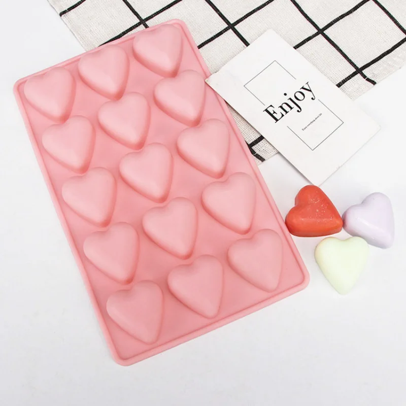 15 Cavities Love Shape Silicone Baking Mold DIY Heart Chocolate Ice Making Set Cake Decor Valentine\'s Day Gift Soap Candle Mould