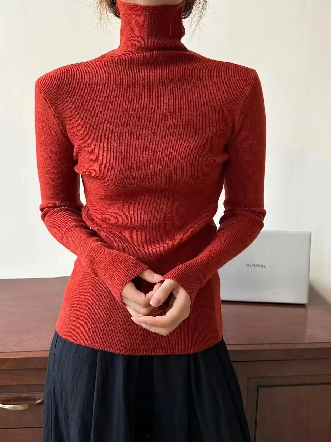 

Women's Slim-Fit Turtle Neck Sweater | Pastel Color Slim Fit Top | For Work & Casual Wear