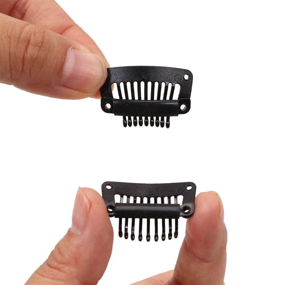 32 mm schwarze Kunststoff-Perückenklammern, Schnappclip, verwendet für Haarverlängerung, Schuss, Haarteile, Perücken, große Haarspangen, Styling-Werkzeuge, Perückenzubehör – Detail 9