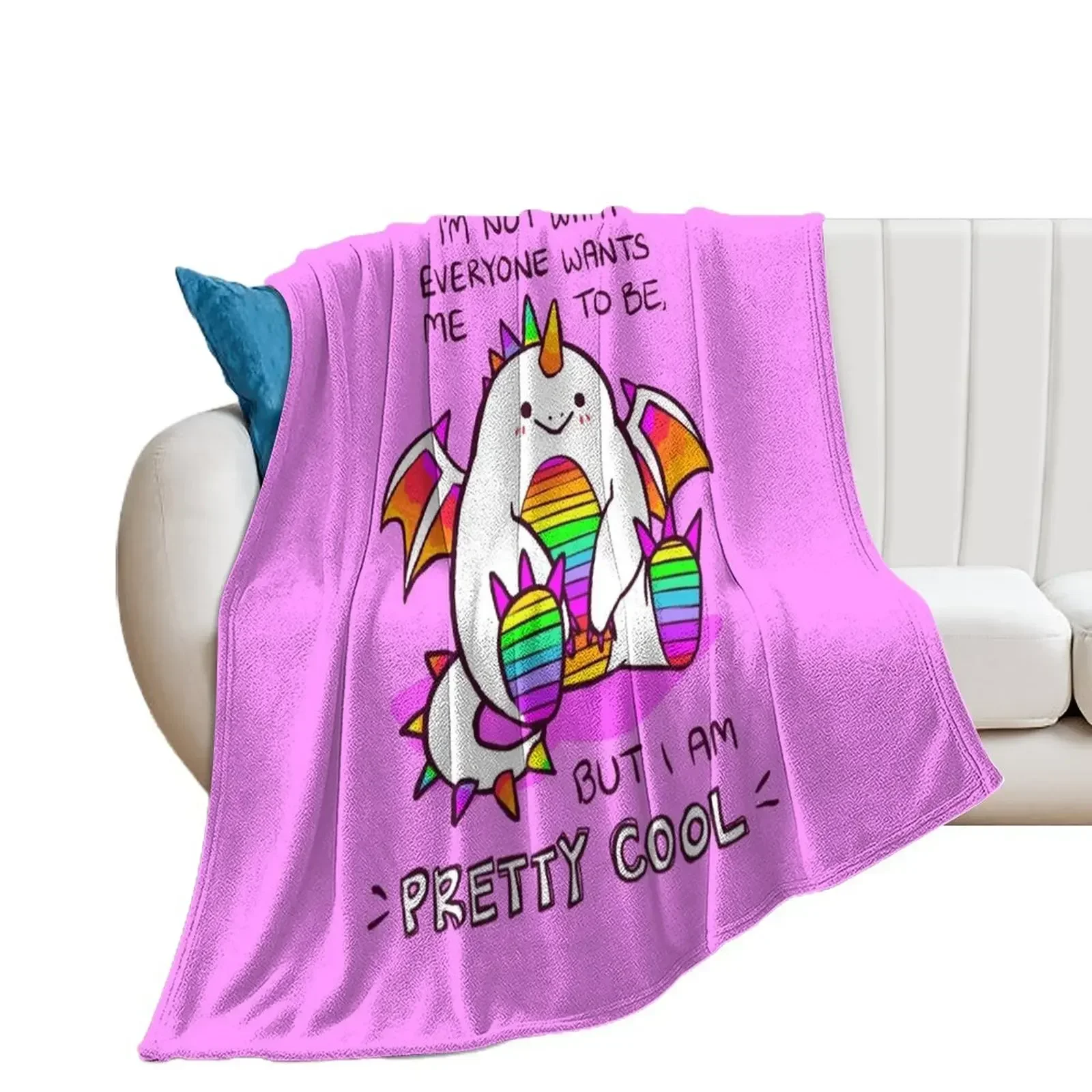 I AM PRETTY COOL Rainbow Potato Dragon Throw Blanket Large anime Blankets