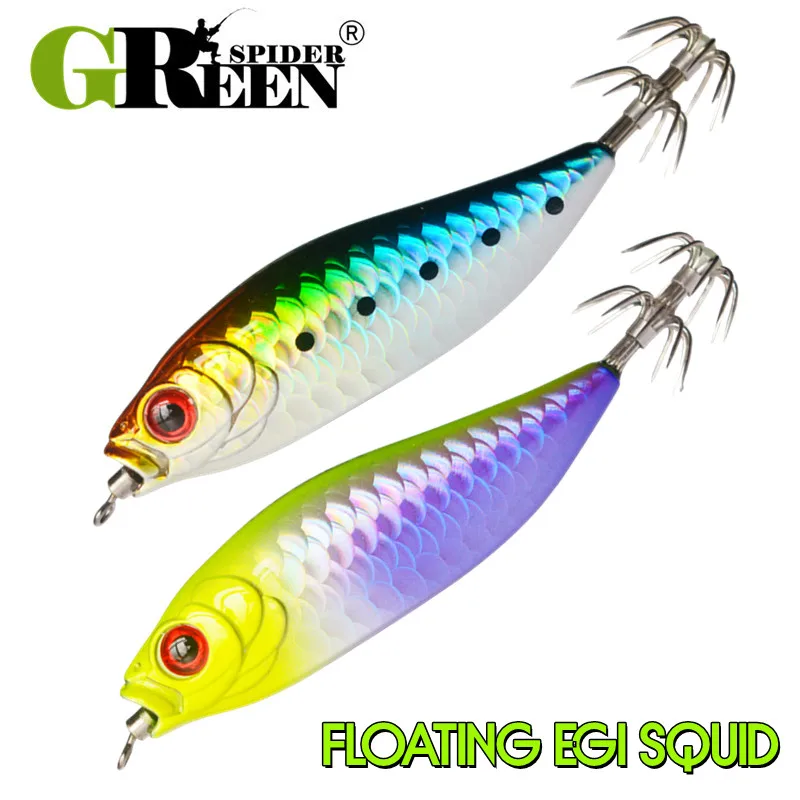 55mm 5,5g UV Leuchtende Angeln Locken Holz Garnelen Köder Künstliche Tintenfisch Haken Octopus Tintenfisch Harte Köder Für meer Angeln