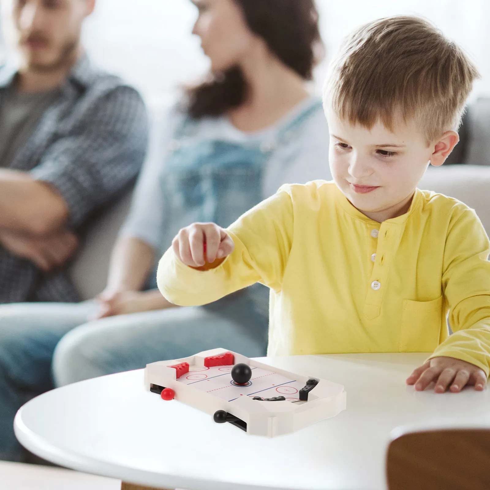 

Tabletop Hockey Pucks Board Compact Portable Ice Hockey Puck Plastic Pusher Board for Travel Picnic Game Accessories