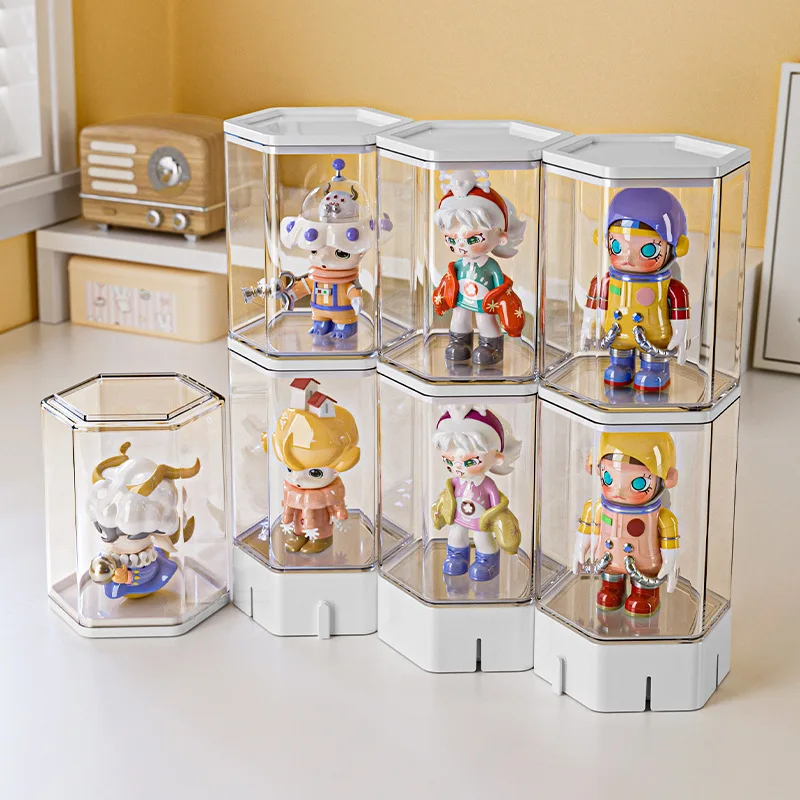 3/6pcs Hexagonal Storage Box For Blind Box Toys, Snap On Assembly Storage Combination For Stationery And Cosmetics