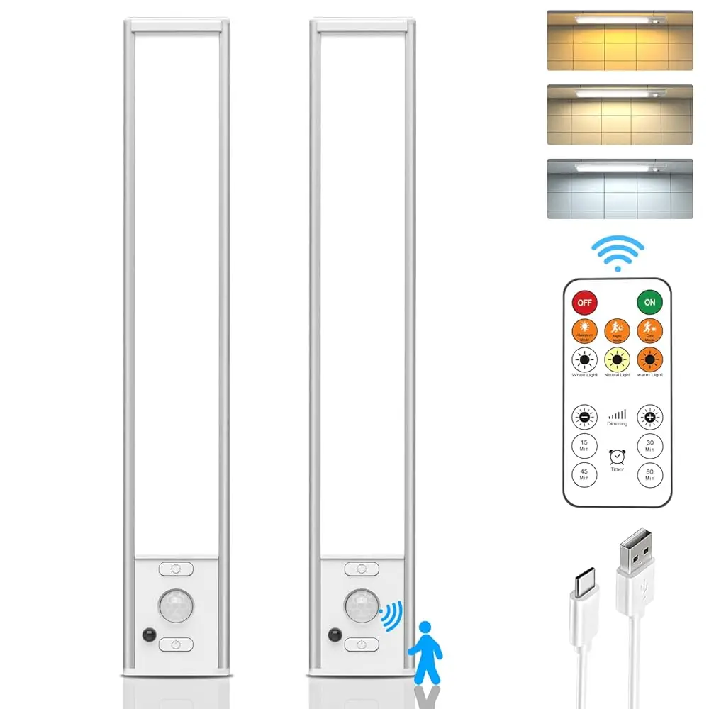 

Under Cabinet Lights With Remote Control,Usb Rechargeable Battery 180 Lumens Motion Sensor Indoor Light Wirel Under Counter,3