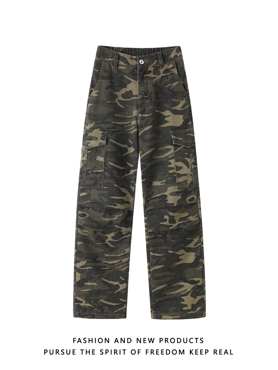 

Camouflage Loose Straight Leg Jeans Men's Spring New American High Street Vibe Sle Trendy Brand Workwear Denim Pants