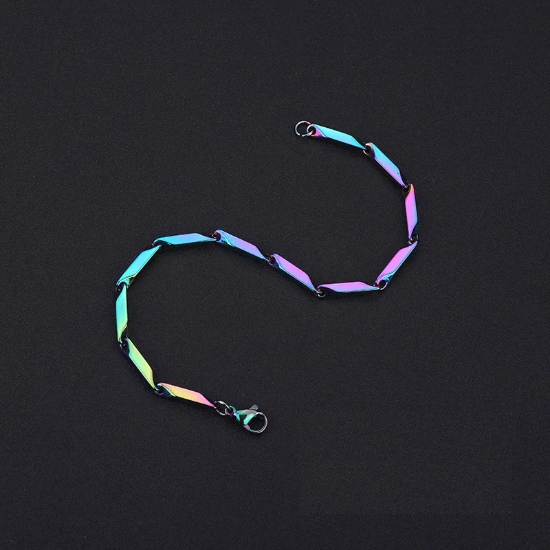 New Hip Hop Colorful Quenching Bracelet for Men Women Stainless Steel  Kpop Chain Gift