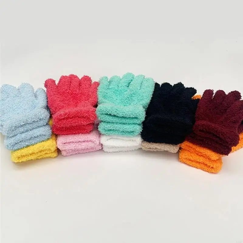 Windproof Gloves Color Mitten Adult Plush Touchscreen for Cold Weather