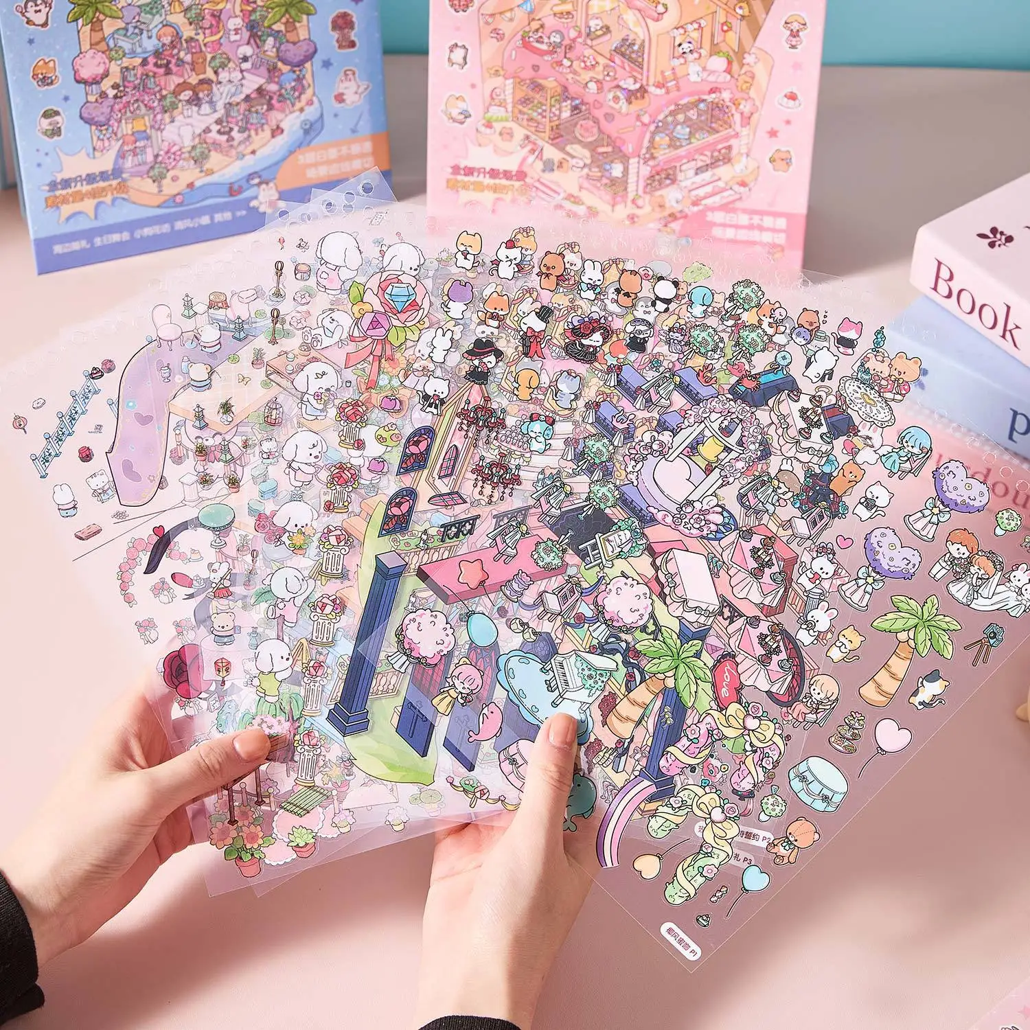 20 pcs Large 3D Miniature House Sticker Book, Layered Diorama Journal Decor, Pop-up Scrapbooking Supplies