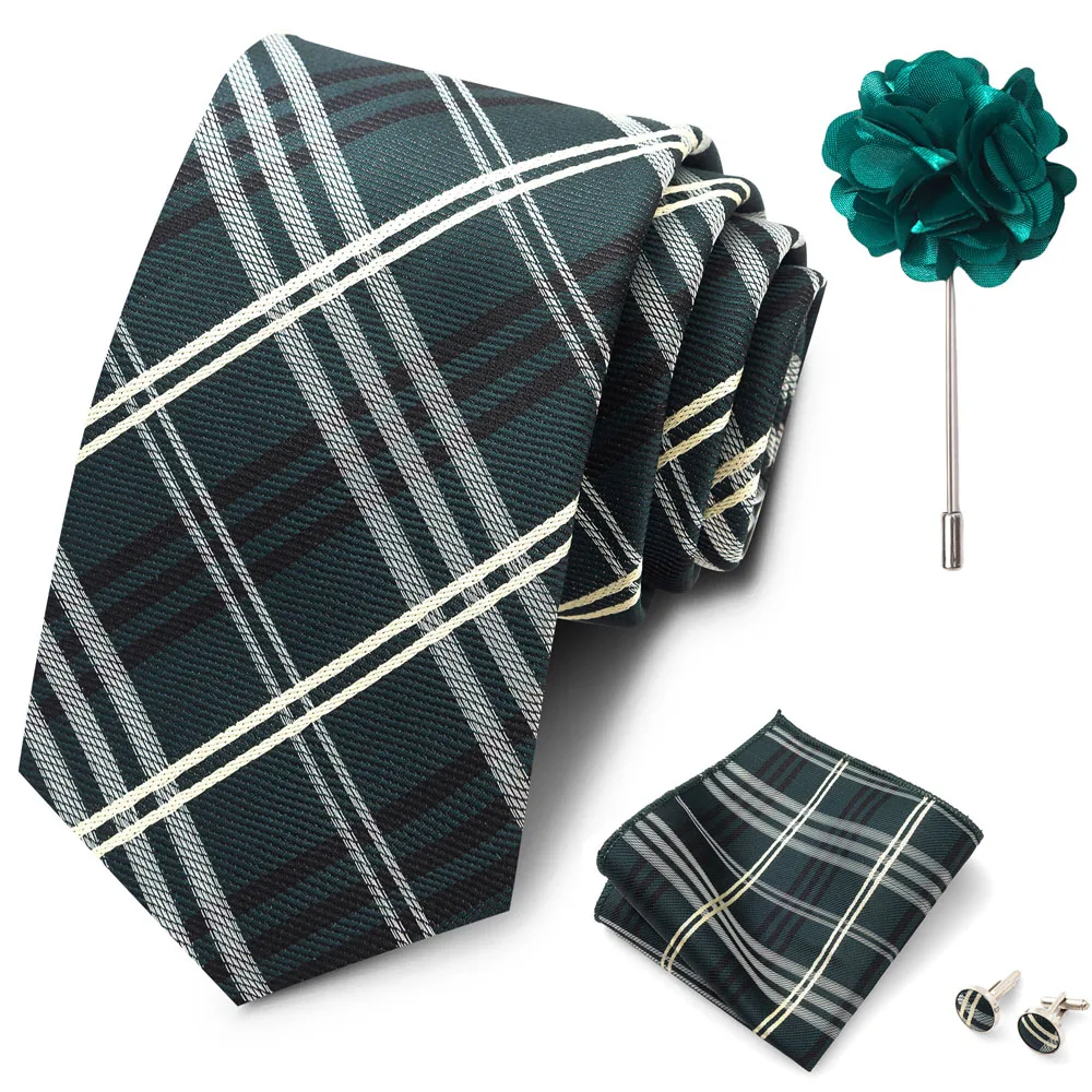 Großhandel Mode 8 cm Krawatte Taschentuch Manschettenknopf Pin Set Männer Krawatte Lila Paisley Anzug Zubehör Fit Hochzeit Geburtstag Geschenk – Detail 17