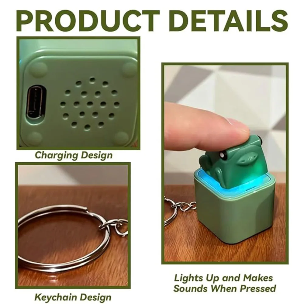 Frog Croaking Fidget Toy Frog Croaking Keychain With Sound LED lights Stuff Fun Gift for Kids Boys Girls view 2