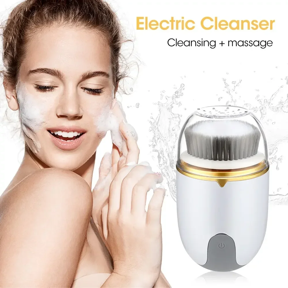 3 IN 1 Face Ultrasonic Facial Cleanser Brush Electric Face Brush 360 Rotate Automatic Brush Machine Deep Clean Exfoliator Tool