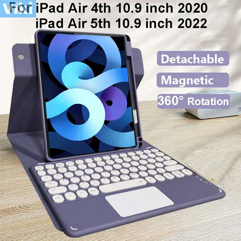 

360° Rotating Keyboard Case For iPad Air 4th 10.9 inch A2072 A2316 A2324 A2325 Case For iPad Air 5th 10.9in A2588 A2589 A2591