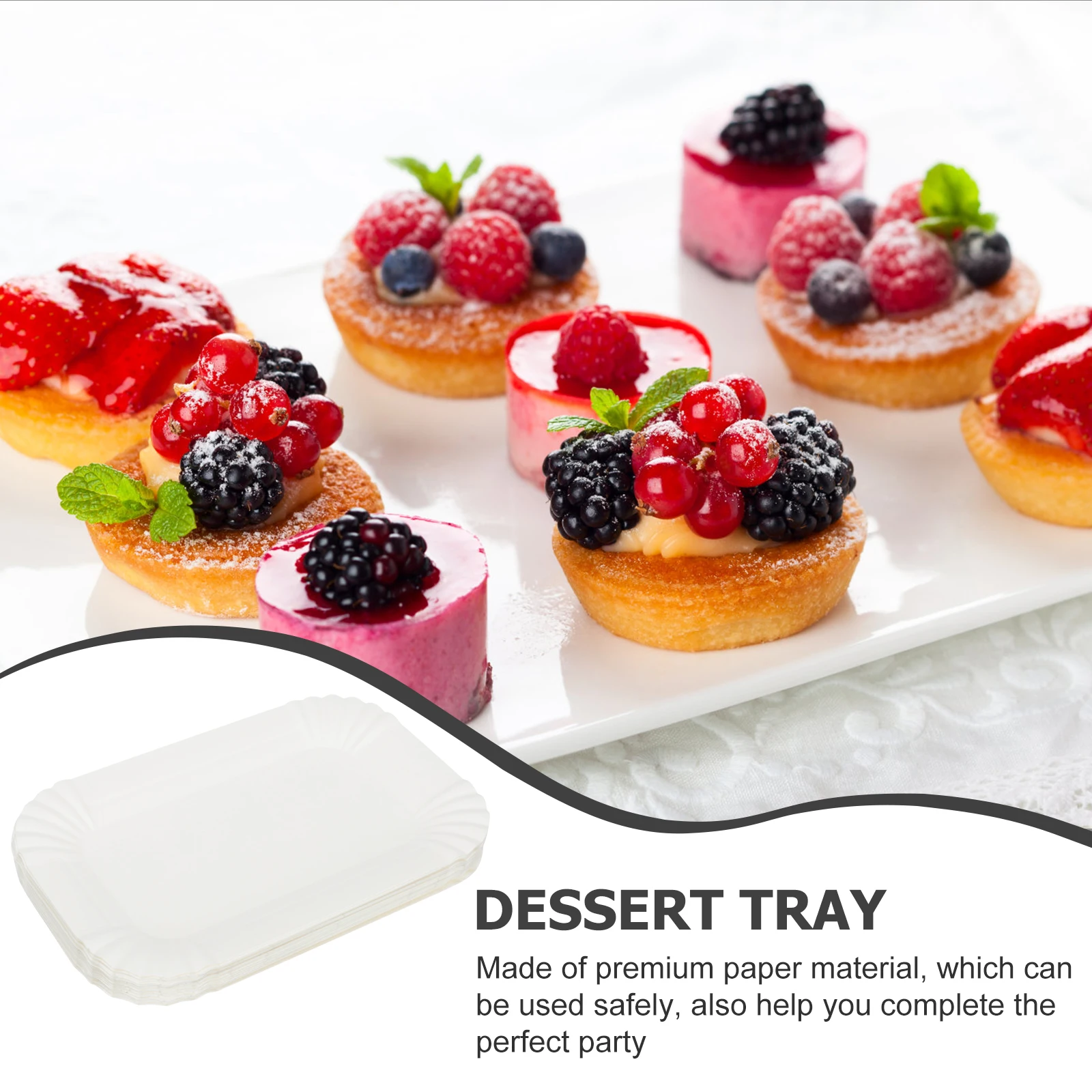 

100pcs Disposable Cake Plates Dessert Paper Trays Party Accessories Rectangular Paper Tableware Lightweight Premium Material No
