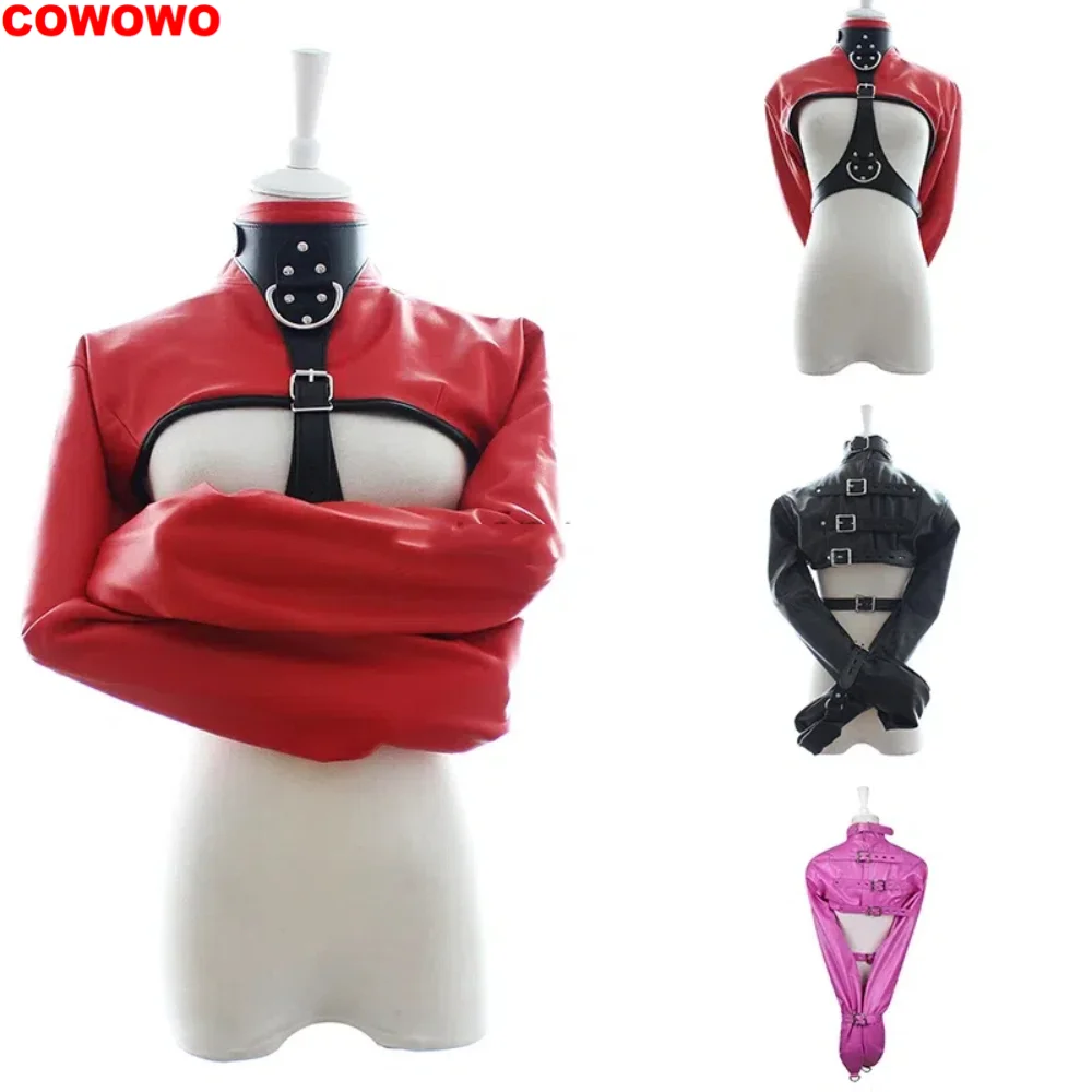 Kobiety Czarny Czerwony Seksowny Otwarty Piersi Bez Miseczek Skórzana Bondage Strait Kurtka Top Damska Prosta Kurtka Kostium Halloween