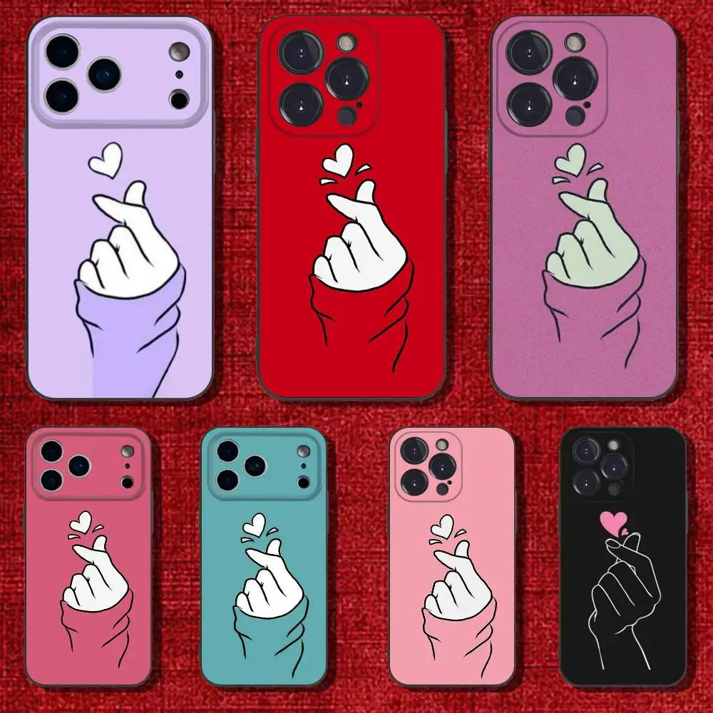 

Lovely Hand Heart Phone Case For iPhone 6,17,16,15,14,13,12,11 Plus,Pro Max,XS,X,XR,SE,Mini,8,7,Soft Silicone Black Cover
