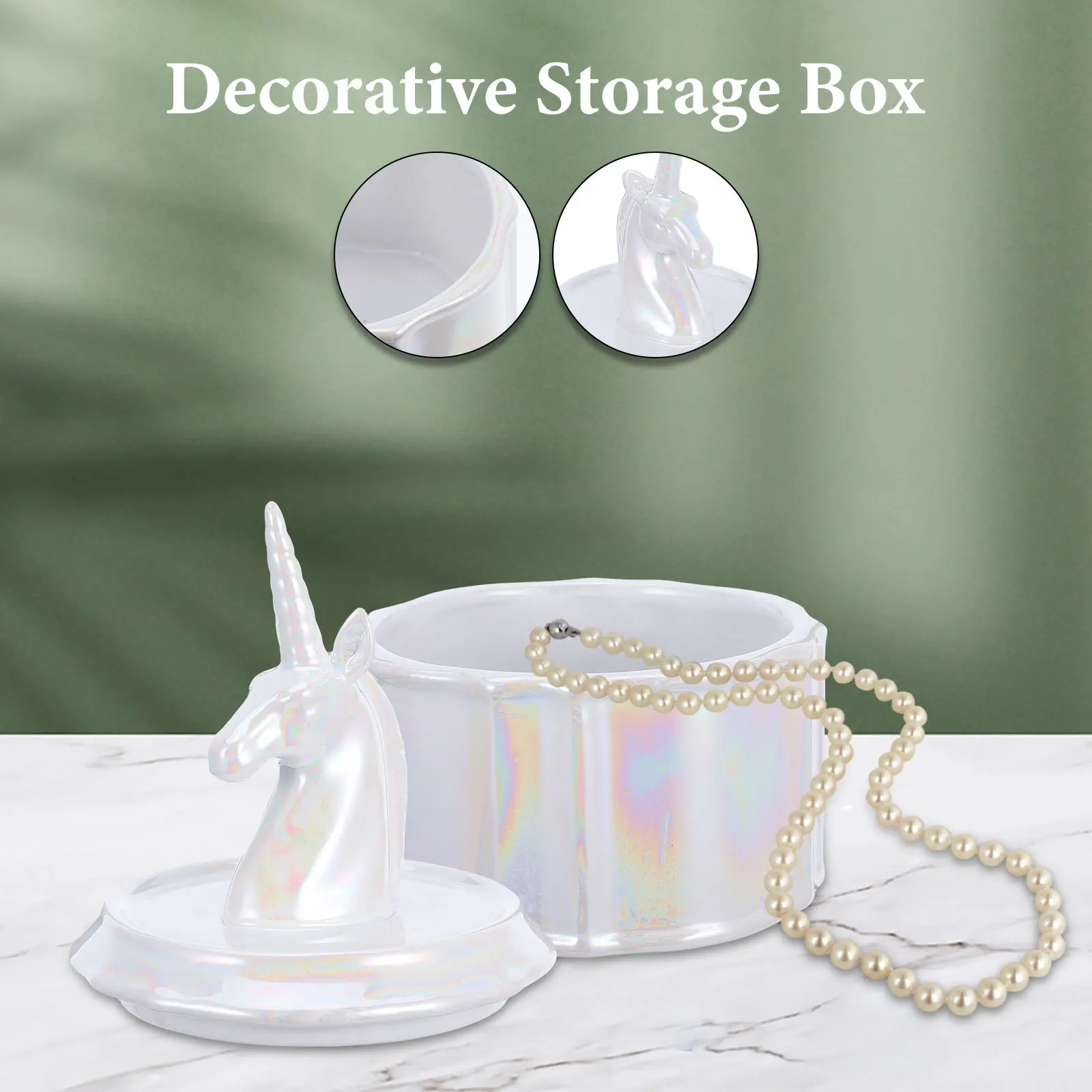 

Unicorn Ceramic Jewelry Storage Box Decorative Jewelry Case for Rings Earrings Necklaces Bracelets Desktop Organizer Gift