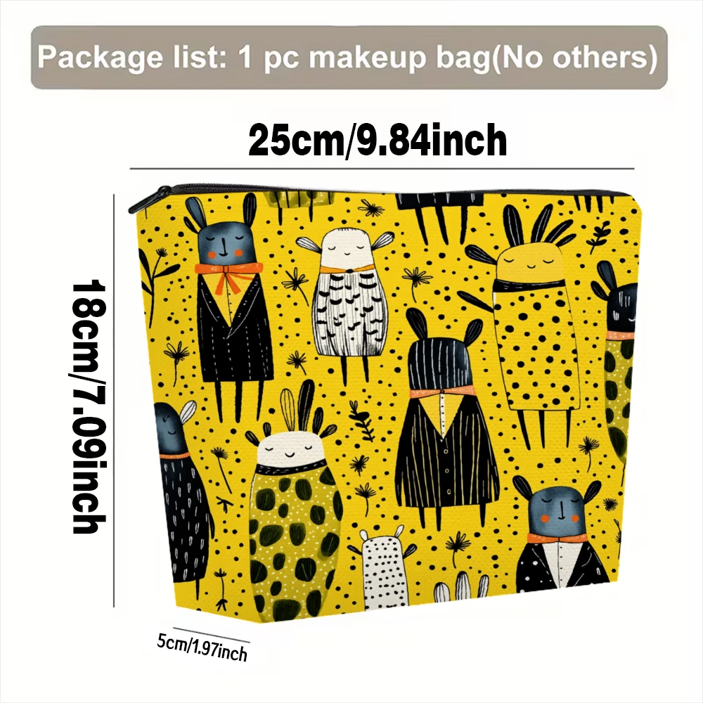 Colorful Animal Characters Pattern Print Makeup Bags for Girls Cosmetic Pouch Toiletry Bag Pencil Case Travel Storage