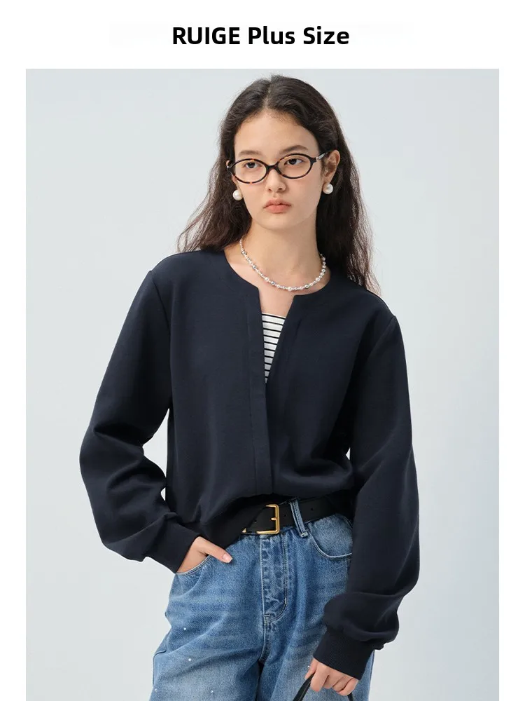 

Свободный длинный свитшот в полоску для женщин больших размеров, весенний повседневный удобный дышащий топ Micro Fat MM, RG, новый Sle