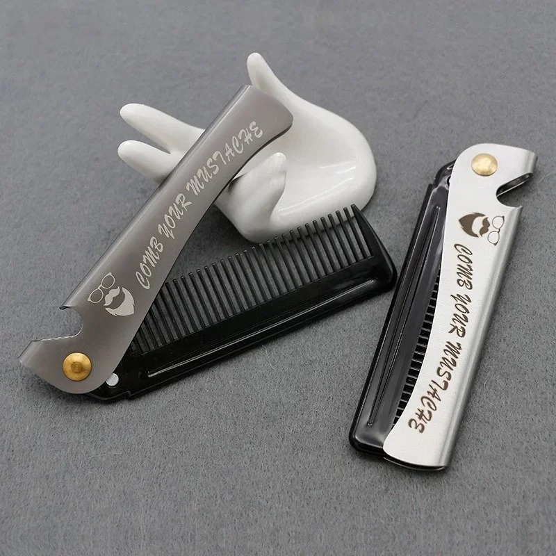 Folding Steel Combs For Men Oil Head Portable Beard Combs For Men Comb Product Hair Dropshipping Hair Combs Foldable Styling