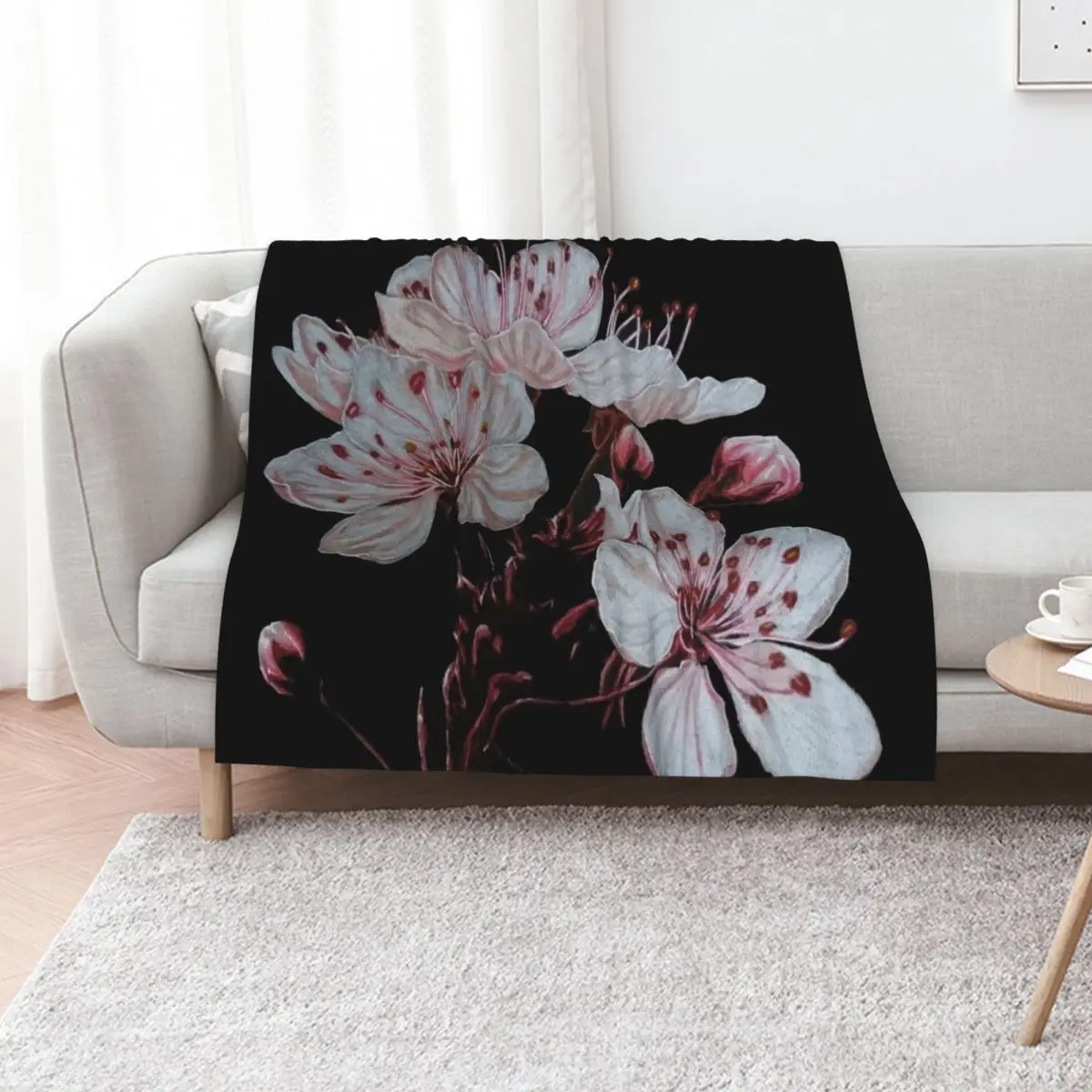 Cherry Blossom Throw Blanket Stain Resistant Cozy Warm Blanket