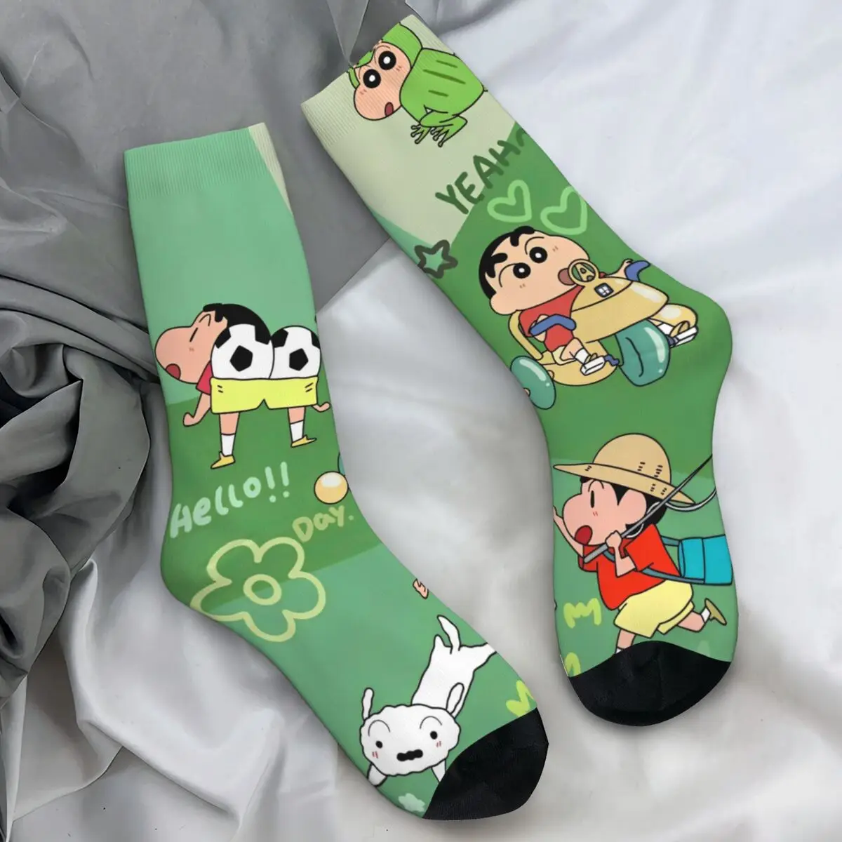 Crayones Shin-can Medias Calcetines divertidos personalizados Calcetines antibacterianos de otoño Calcetines suaves cálidos para escalar para hombres