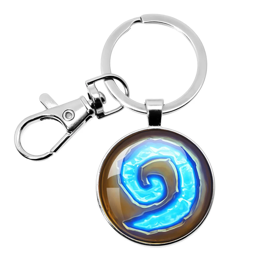 Game World Of Warcraft Keychain WOW Glass Pendant Key Chain For Women Men Keyring Jewelry Hearthstone