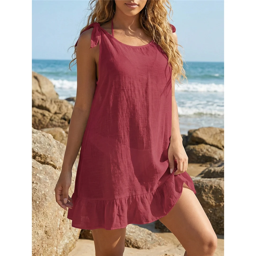 10 Farben, rückenfreies, gehäkeltes, gestricktes Tunika-Strandkleid, Strandkleid, Strandmode, Damen, V8300 – Detail 31