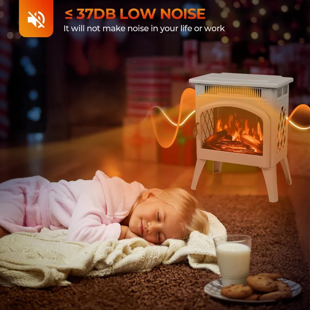 سخان مدفأة كهربائي 17 بوصة مع جهاز تحكم عن بعد، أنيق كاتدرائية، تأثيرات لهب مختلفة ومجموعة سجل وضع التسخين
