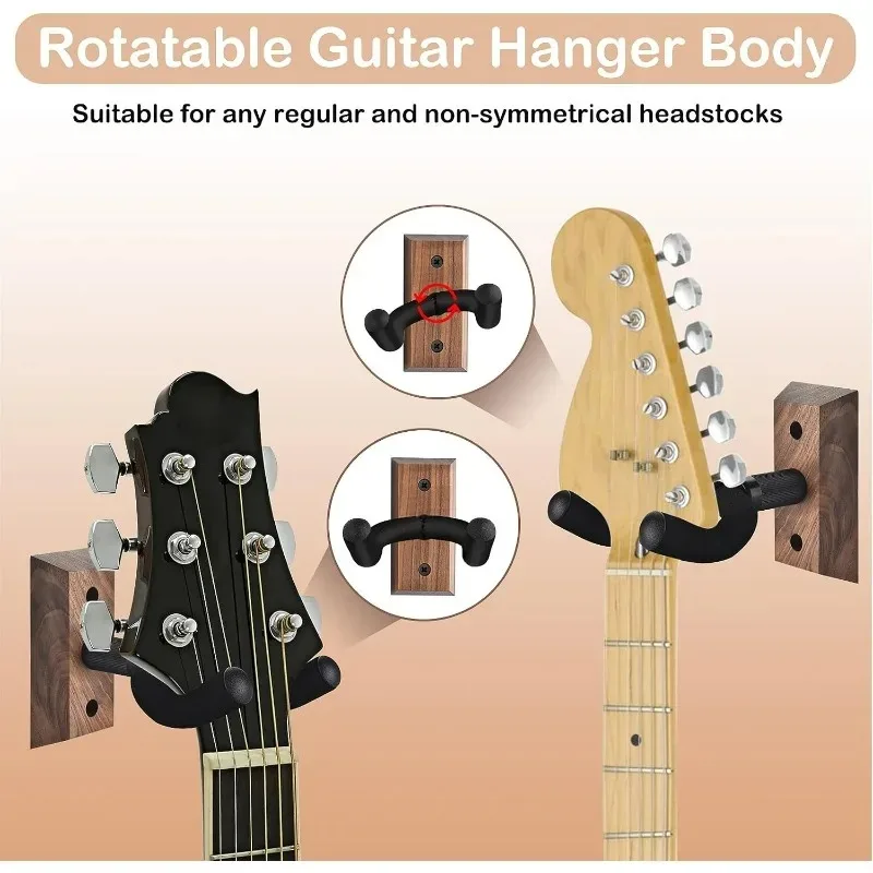 Guitar Wall Mount Guitar Holder with Adjustable Soft Guitar Hook for All Size Guitars Hardwood U-Shaped Guitar 1pc image 3