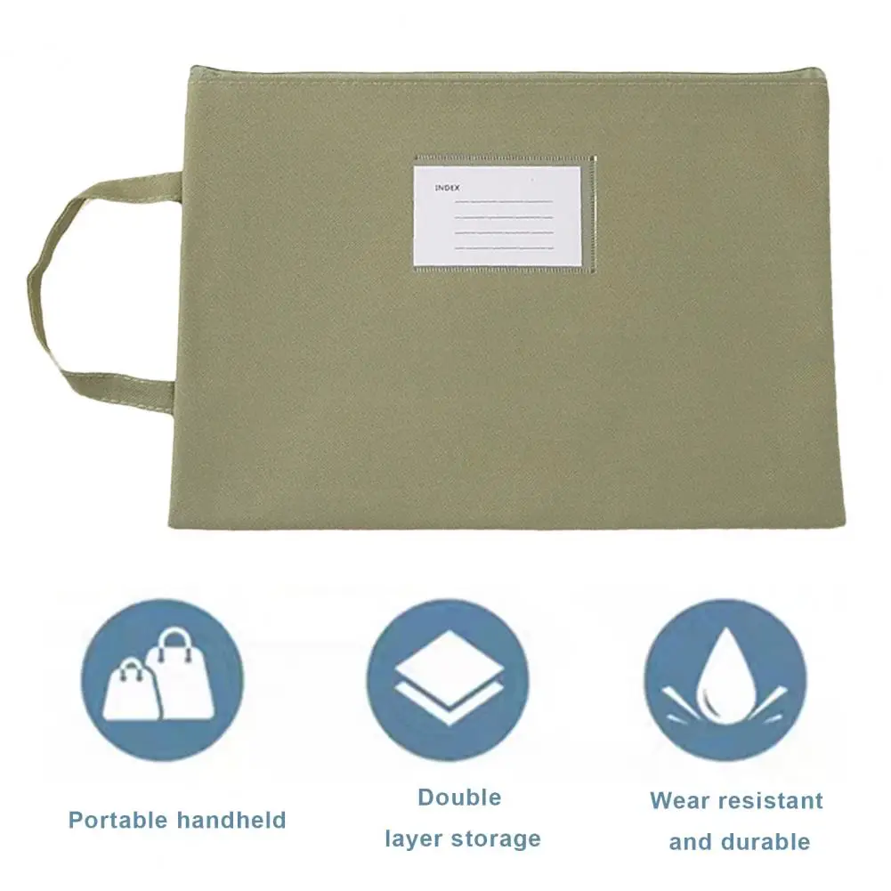 Office File Storage Waterproof Portable File Holder with Lanyard Zipper Closure for Office Supplies Organization Work File