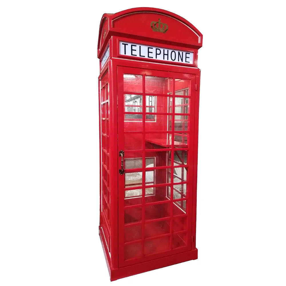 Vintage aluminum old telephone booth decoration