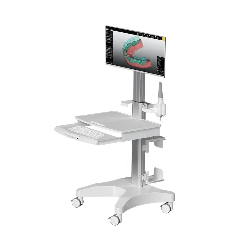 

Customized Mobile Medical Computer Trolley cart Hospital Furniture Medical Cart with Cabinet for Office Hospital Workstation