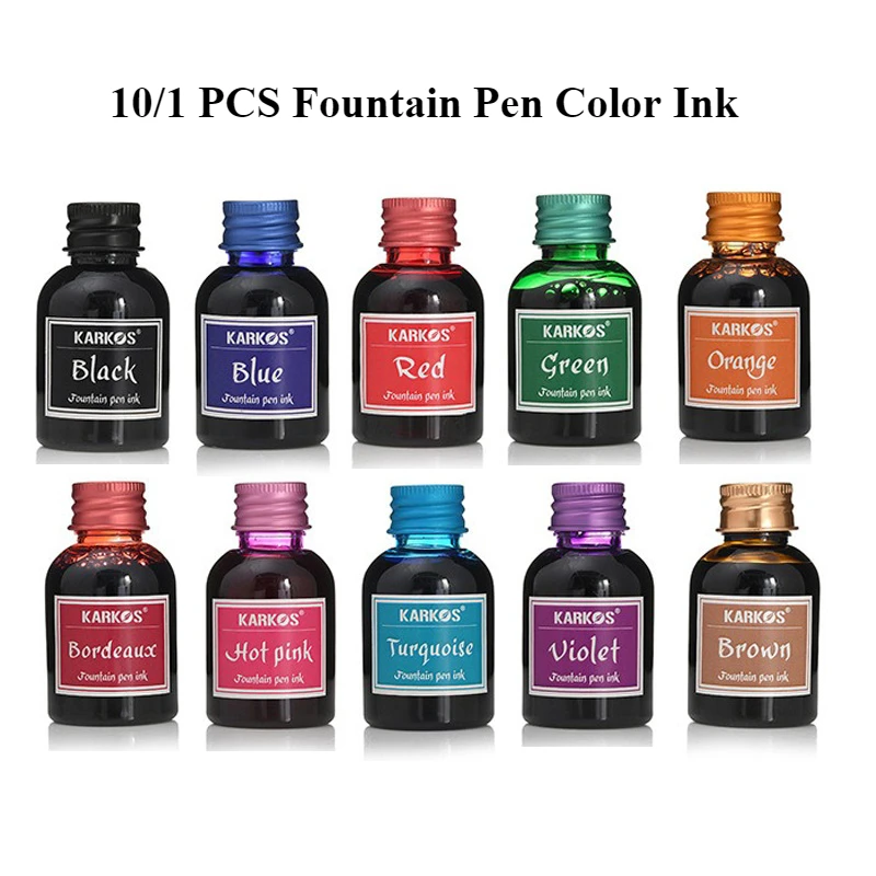 10/1 PCS 30ml หลายสีปากกาลายเซ็นหมึก Fountain ปากกาพลาสติกบรรจุขวดหมึกเติมตลับหมึกโรงเรียนเขียนเครื่องเขียน