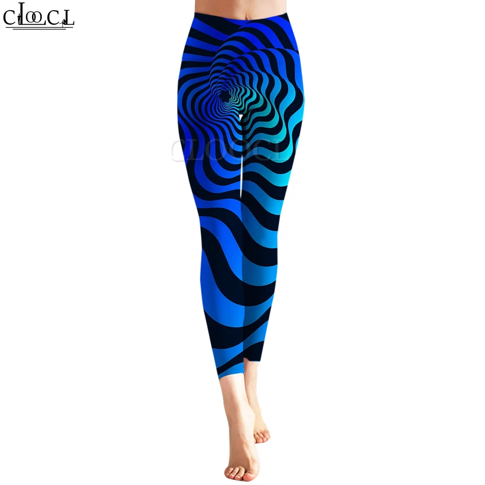 CLOOCL Vrouwen Yoga Broek Leggings Strakke Broek Tricolor Curve Patroon Print Sexy Sportkleding Y2k Disco Leggings Nieuwe 2022