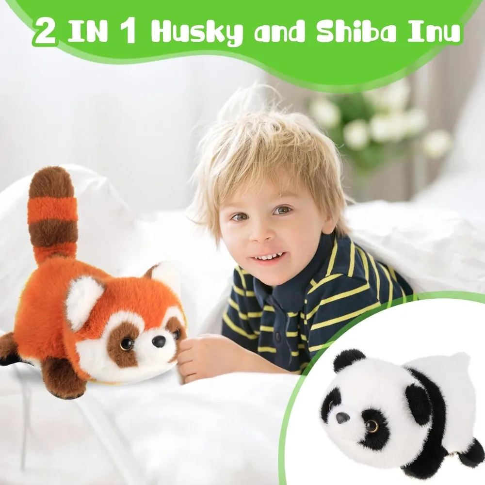 Niedlicher roter Panda, wendbares Plüschtier, sensorische Zappel-Kuscheltiere, doppelseitiges Panda-Plüschtier, wie ein echtes Geschenk für Erwachsene, Kinder, Mädchen