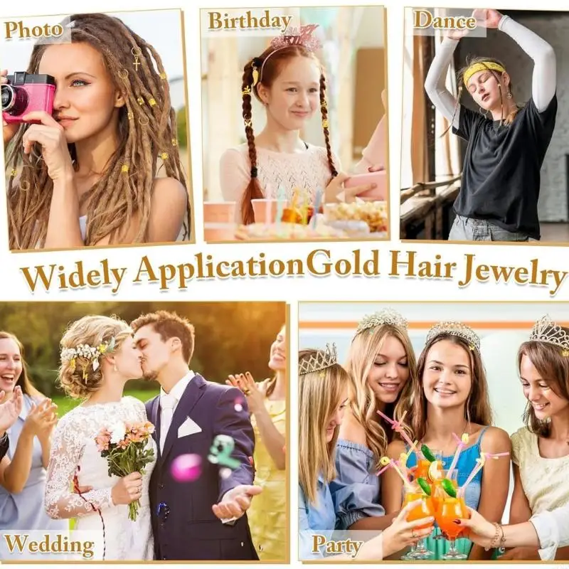 285PCS Electroplated Hair Rings With Hollow Design Unisex Hair Jewelry For Dreadlocks And Braids