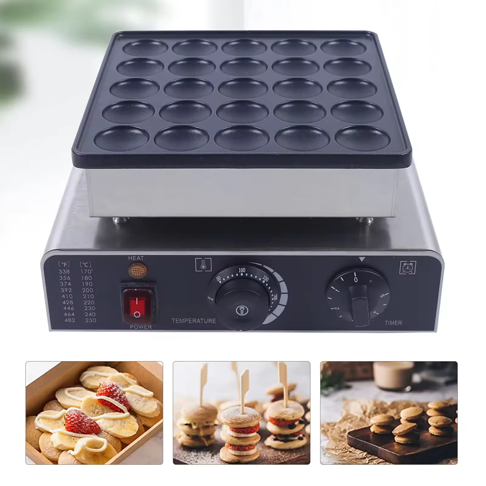 Commercial 25 Pieces Double Heating Plates Mini Pancake Maker Multi-Function Muffin Waffle Machine Dorayaki Making Machine